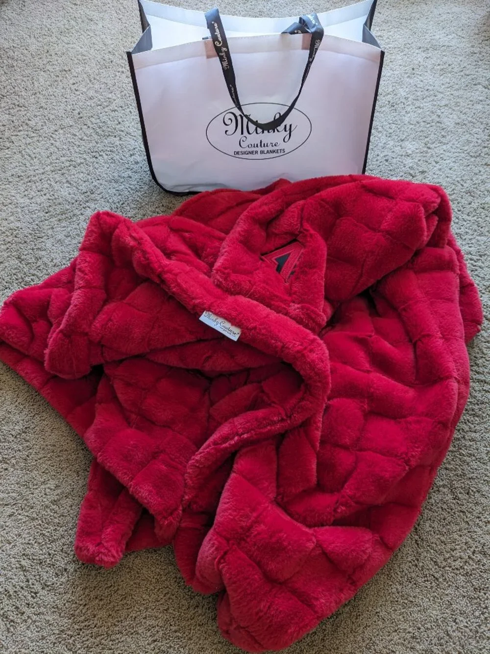 Share Minky Couture Monster Brick Red Blanket — 60